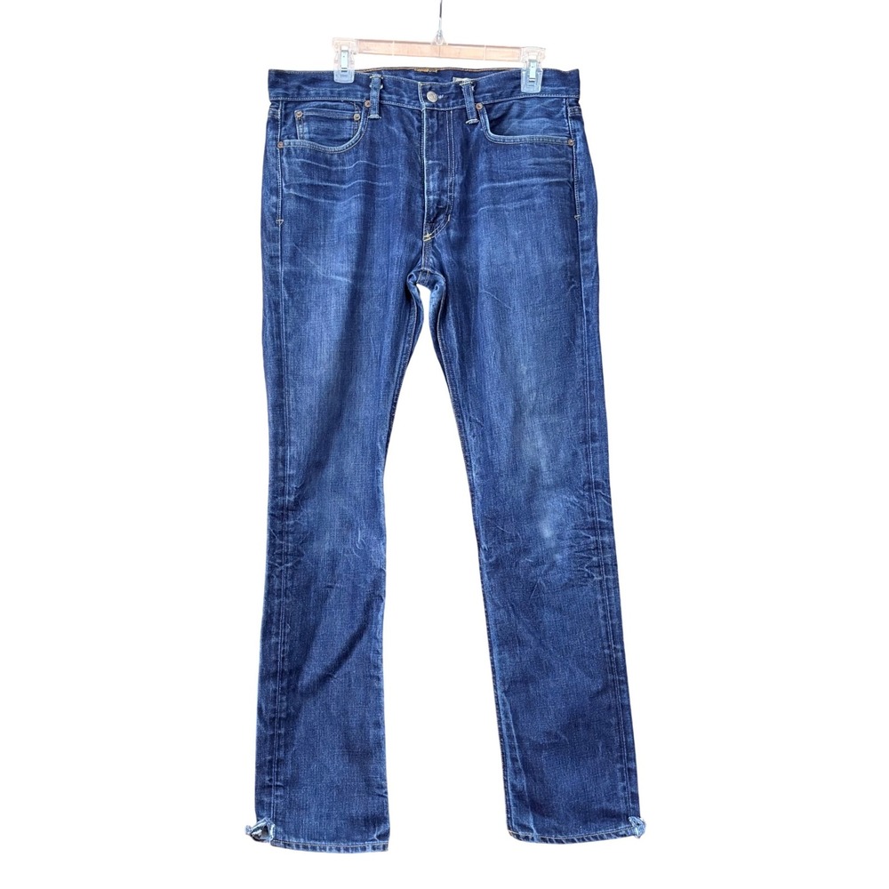 Polo Ralph Lauren Mens Dark Wash Bootcut Designer Jeans 34x32‎ Distressed Hem